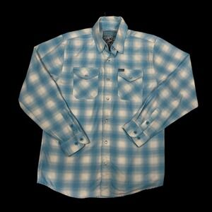 DIXXON Bel Air Classics Redefined Flannel  Shirt Mens M Blue Plaid Pearl Snap